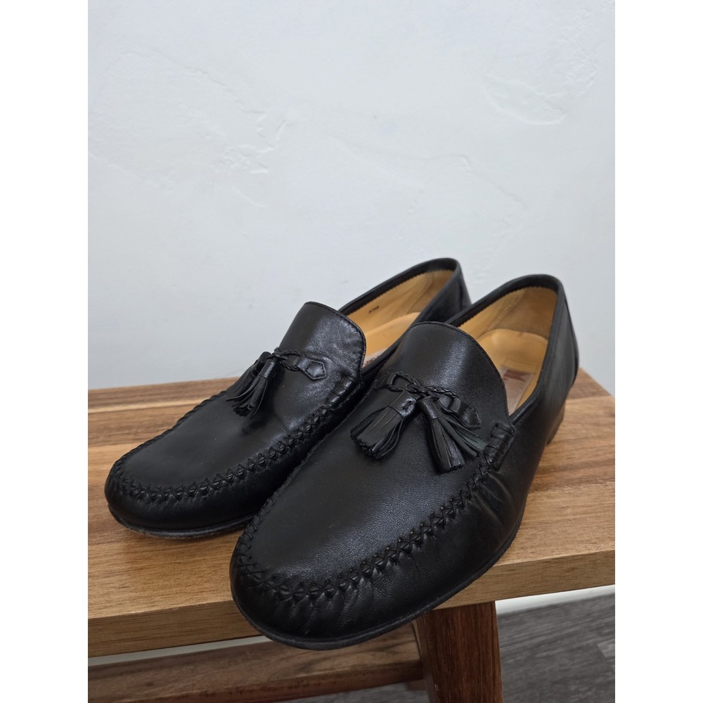 Massimo Emporio Men Black Leather Loafers Tassel  Shoes Size 8 Made In Spain